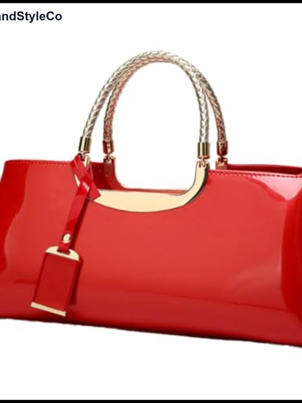 Glossy Patent Vegan Leather Handbag Large Shoulder Tote Bag Evening Clutch